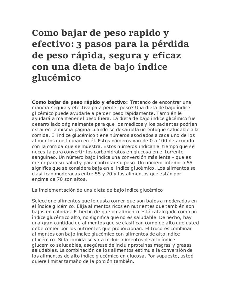 Como bajar de peso rapidamente pasos